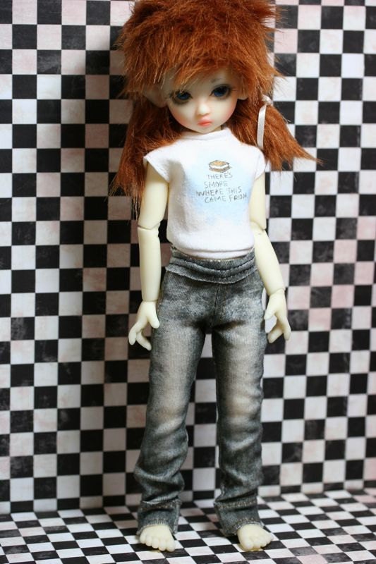 STONE - Stretch Denim print leggings for Slim Tiny 27cm BJDs