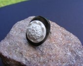 Black and White Vintage Button Ring