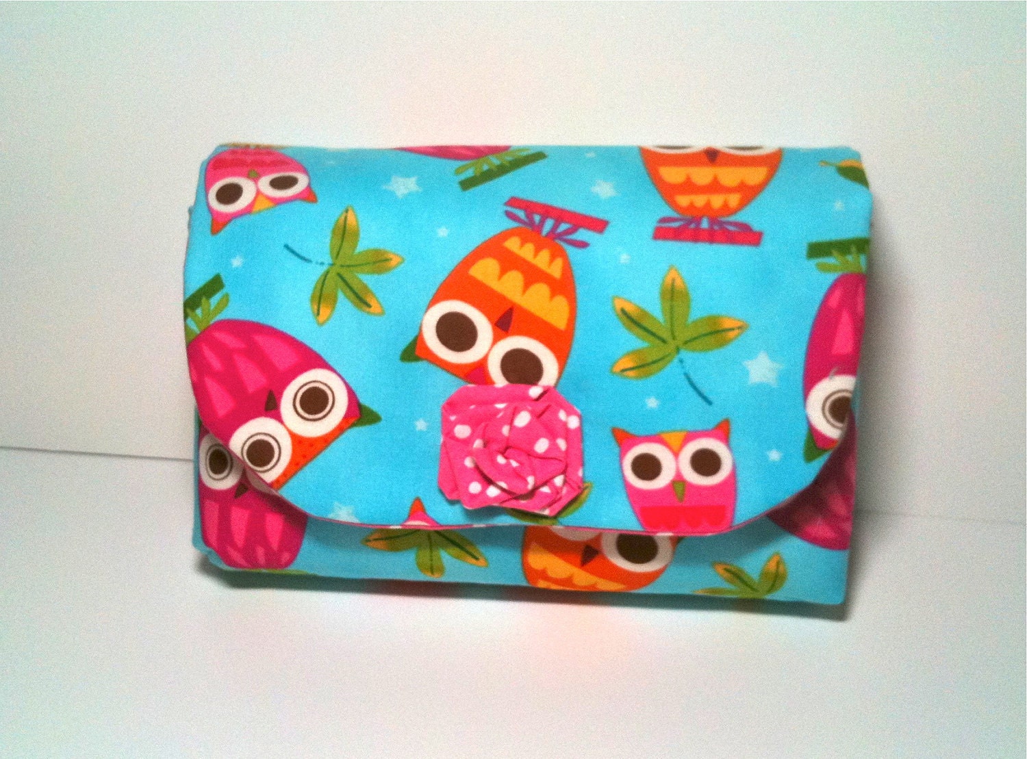Clutch for Diapers and Wipes with Big Eyed Owls