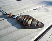 polymer clay pendant  african rustic  tribal