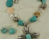 Chunky Handmade Turquoise Cross Necklace Set