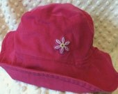 MEDIUM Corduroy Reversible Sun Hat w/ Applique- Lipstick / Hot Pink