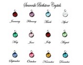 Bezel Set Swarovski Birthstone Color Crystal Pendant Charm Add On Gold or Silver