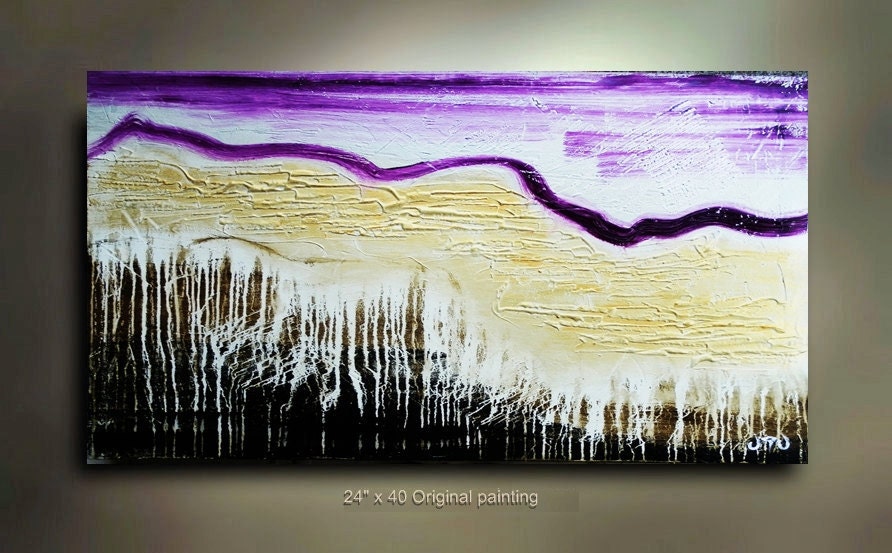Original Abstract Art Texture Landscape painting great color 40x24 Modern Contemporary acrylic Painting by OTO