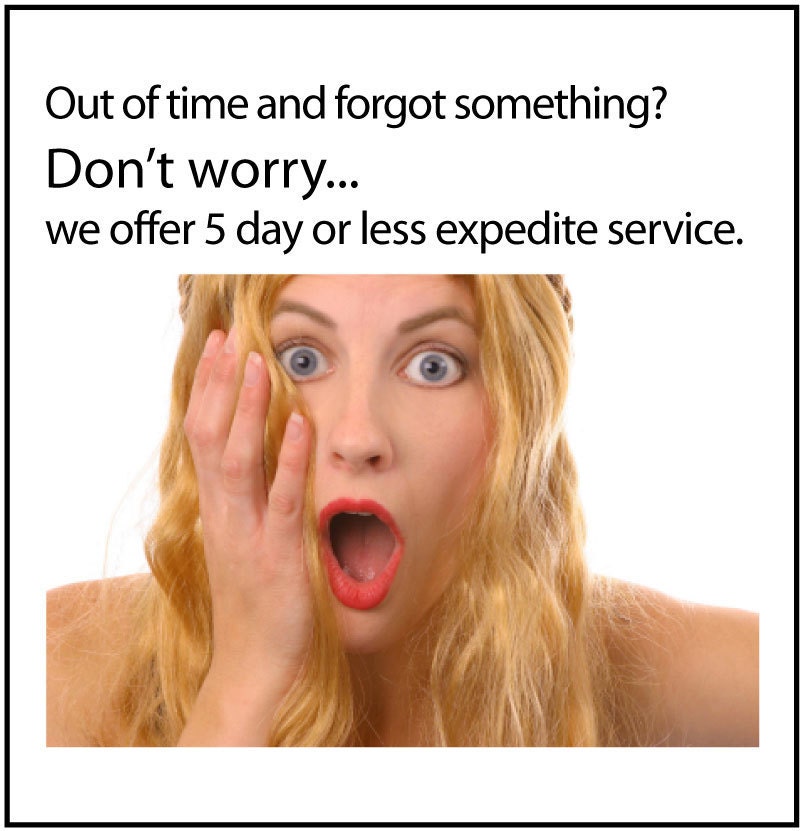 5 business days or less Wedding Fans with expedited design and print service