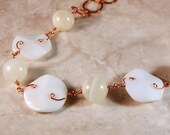 Copper Wire Wrapped Necklace, Italian Onyx, White Marble