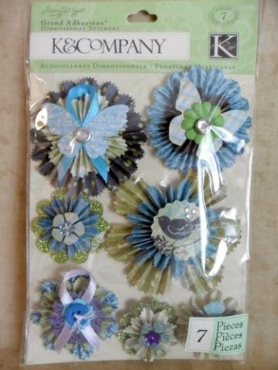 Susan Winget Botanical Ruffled Medallion Stickers by K and Company-FREE SHIPPING