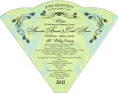 SET OF 25 Paisley Peacock Design Wedding Program Fan custom colors available