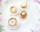 Vintage Button Magnet Set Shabby Pearls and Gold