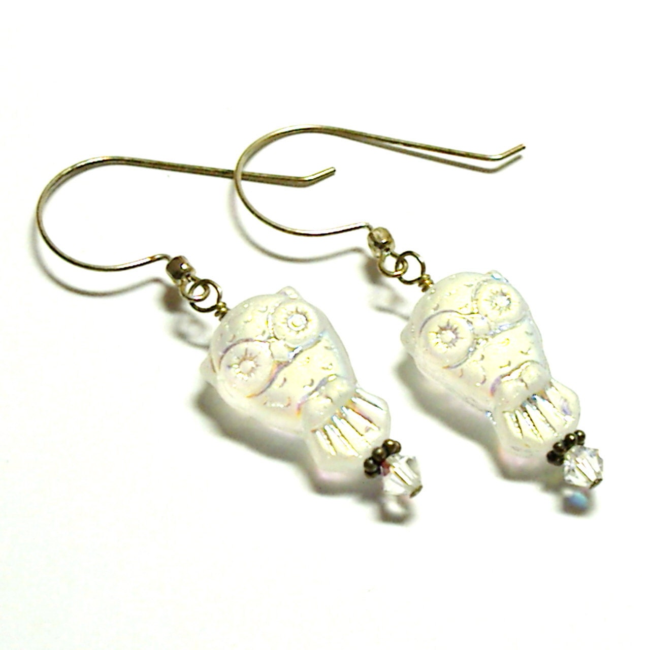 Iridescent Hooters Owl Earrings Breast Cancer Awareness