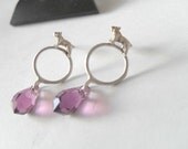 Sterling silver hoops-Tiny dog -Swarovski-Handmade