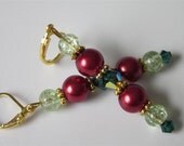 Crystal and Glass Earrings, Swarovski Dangle