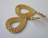 Teardrop Dangle Earrings, Gold Twisted Rope