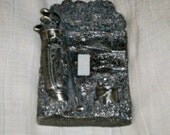 GOLF Light Switch Cover Silver Metal Vintage Lightswitch Plate