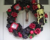Black and Red Wedding, Gothic, Alternative Wedding with Romantic Tones Wreath and Decoration
