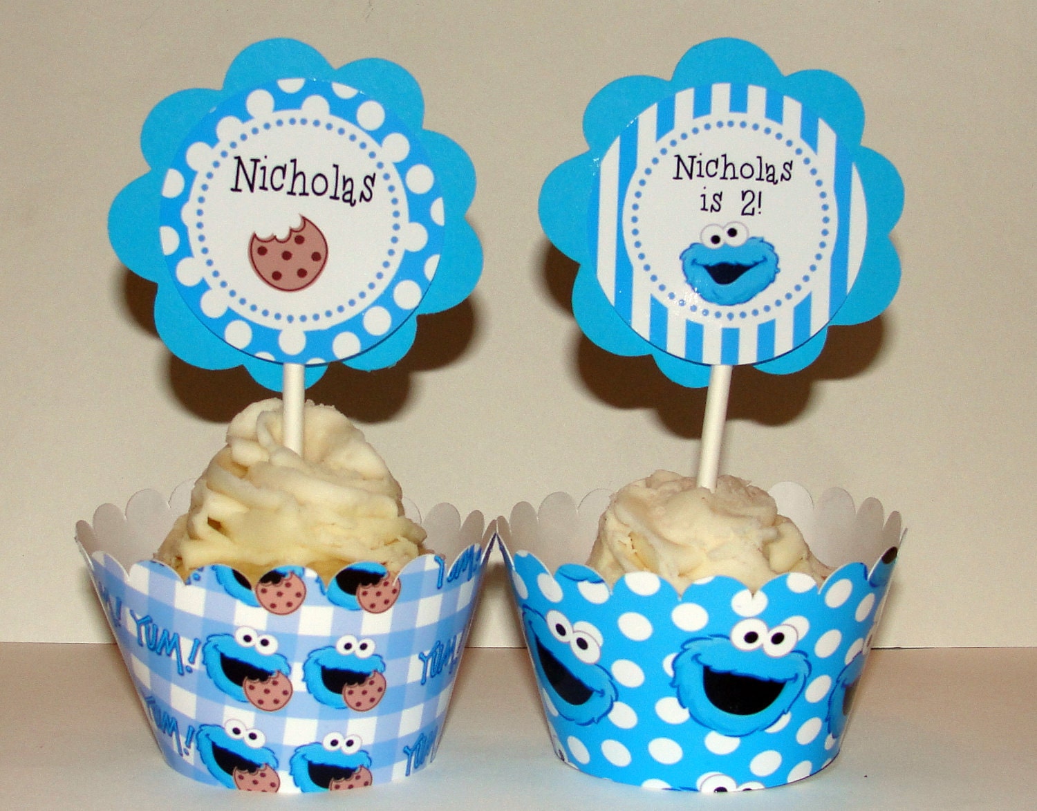 Cookie Monster Sesame Street  Custom Birthday Party Baby Shower Party Cupcake Kit