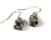 Earrings made from recycled computer parts