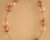 Pink and Rose Color  Pearls and Clear Crystals baby bracelet (BRB)