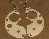 Steampunk Earrings - Unique earrings fashioned from silver pocket watch parts and a dragonfly accents