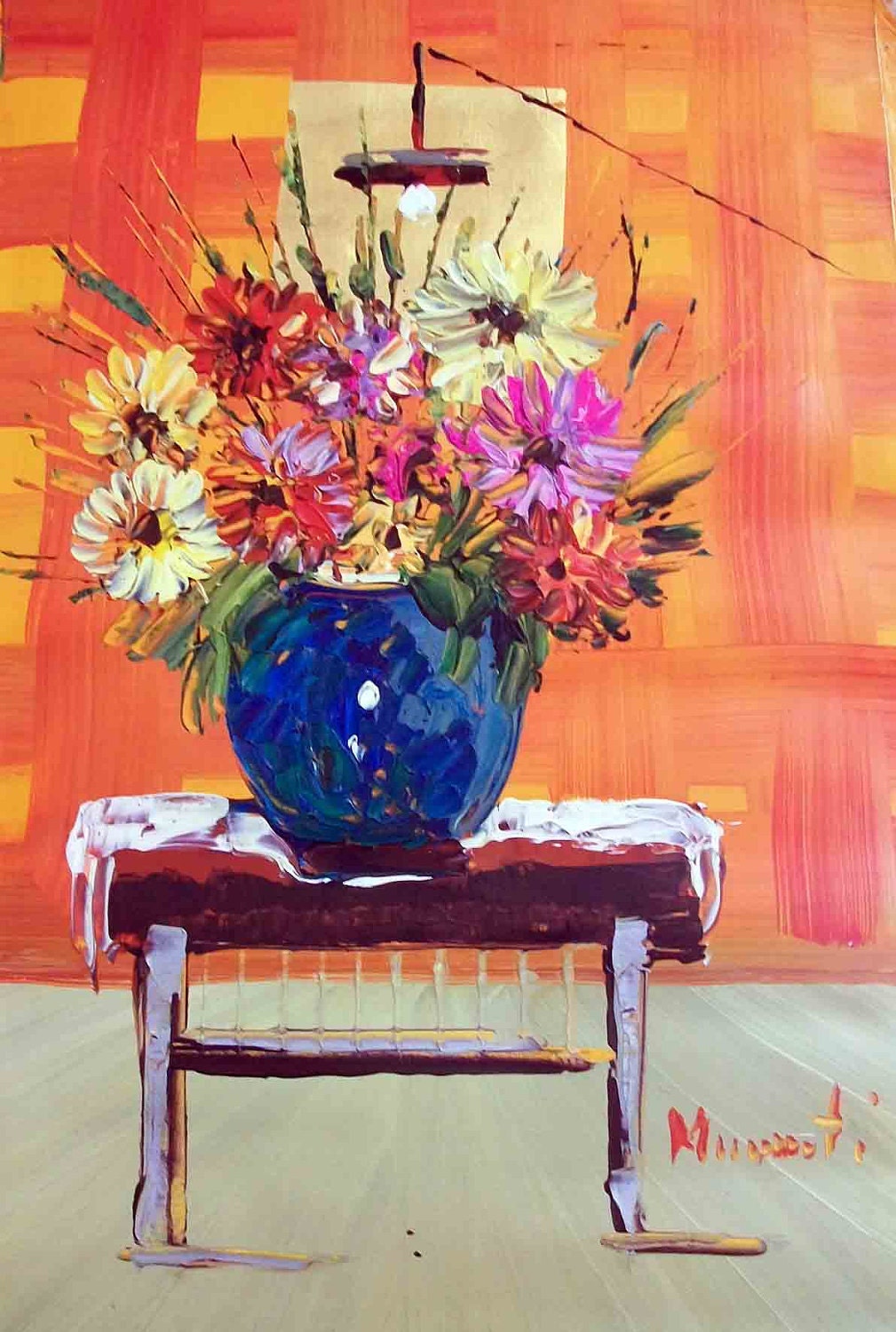 Flower  Original Painting - Acrylic on Canvas -chrysanthemum - Vibrant Colors - Wall Art - modern home decor - wall decor -