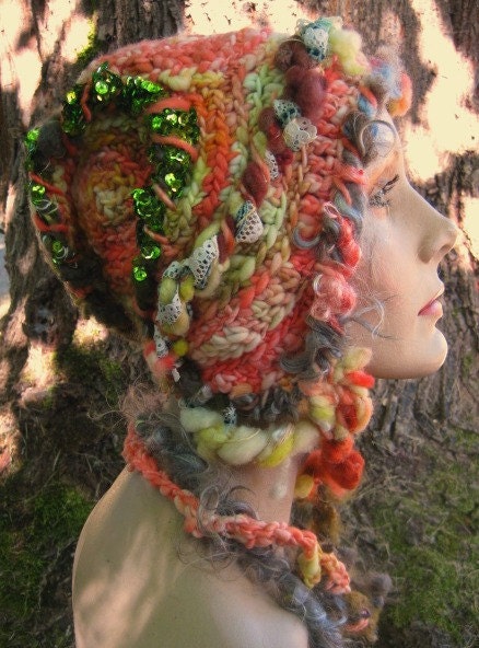 Soft Rock Star- freeform crochet hat OOAK