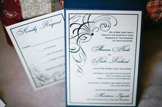 20's 30's 40's Glamour Vintage Old Hollywood Invitation Set of 10 optional Swarovski Crystals