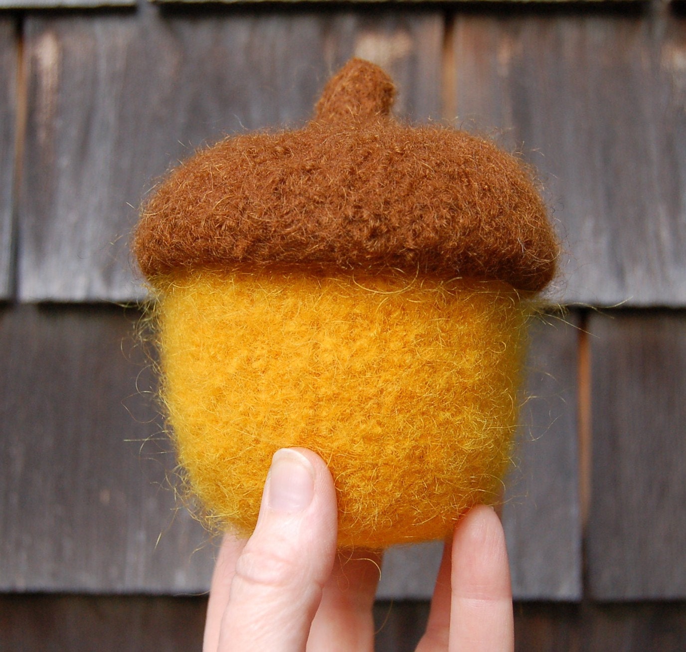 felted wool acorn bowl golden fall autumn decor