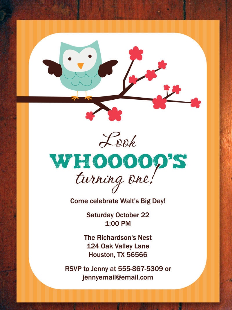 Owl Birthday Party Invitations - Owls Invitation Invite (Printable Digital File)
