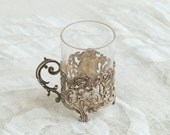 4 Delightful Vintage French Liqueur Glasses with Silver Bases