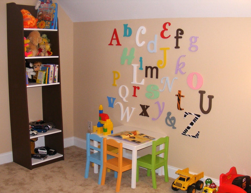 Set of Painted Alphabet Letters - in Mixed Fonts and sizes - 12" to 6" letters-  DIY- Nursery Letters- ABC WallSALE 10%