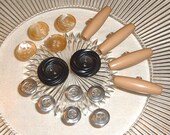 Vintage Buttons Mixed Lot of 16 Black Gray Tan and Beige Pearly Opalescent