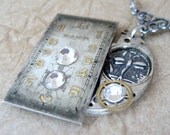 Steampunk Necklace - Dragonfly - Vintage Repurposed Watch Dial Jewelry - Antiqued Silver Tone  - Handmade and Designed by A Second Time