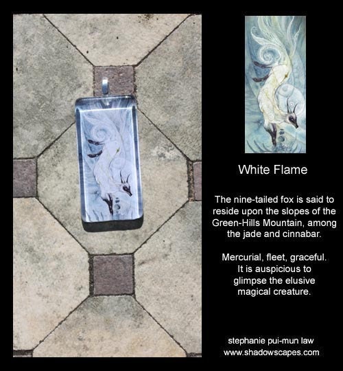 Glass Pendant  - 9 Tailed Fox and Kitsune - by Stephanie Pui-Mun Law