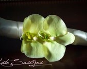 Orchid Hair Pin - Two Orchid Light Green Real Touch Hair Pin