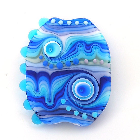 True Blue- handmade Lampwork glass bead focal(1)FREE WORLDWIDE SHIPPING