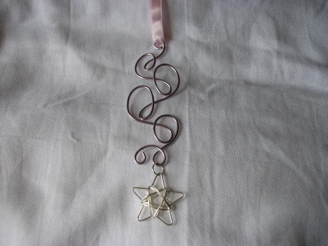 Ornament or suncatcher light pink, lilac swirls