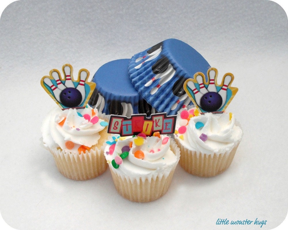 Bowling Cupcake Toppers & Baking Cups (24)