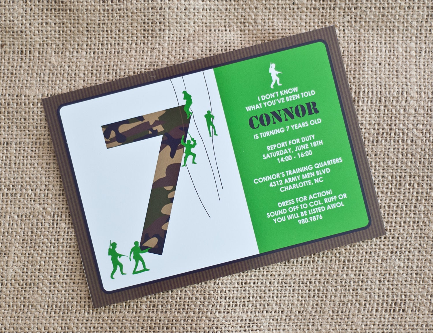 ARMY Camo Birthday Party Invitation - Camouflage Invitation - Customized Printable Invitation