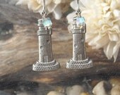 Silver and Crystal Lighthouse Earrings