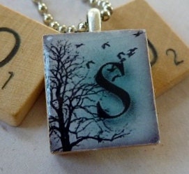 Scrabble Tile Pendant-Winter Letter S-Initials-(I6)  Buy 3 Get 1 Free on all Scrabble Tile Pendants