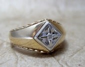 Men's Vintage Genuine Diamond Ring - 10K Yellow Gold - Circa 1980