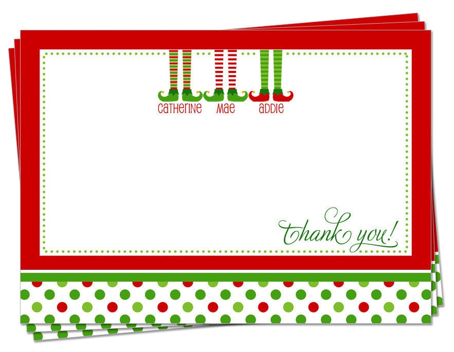 PRINTABLE - Holiday Elf Family / Children / Stationery / Thank You Notes