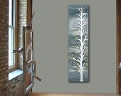 L'HiVER original abstract modern painting - gallery fine art - contemporary interior design - ooak home wall decor - white winter tree