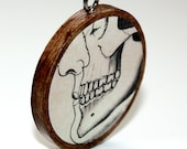 Skeleton Skull Necklace : Two Sides Mouth Hand Don't Bite the Hand that Feeds You 2 Sided Necklace - WoodenNickelsJewelry