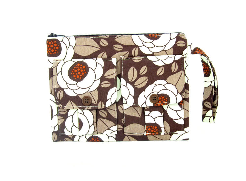 Handmade Wristlet - Chocolate Joel Dewberry Gingseng Dorothy Wristlet