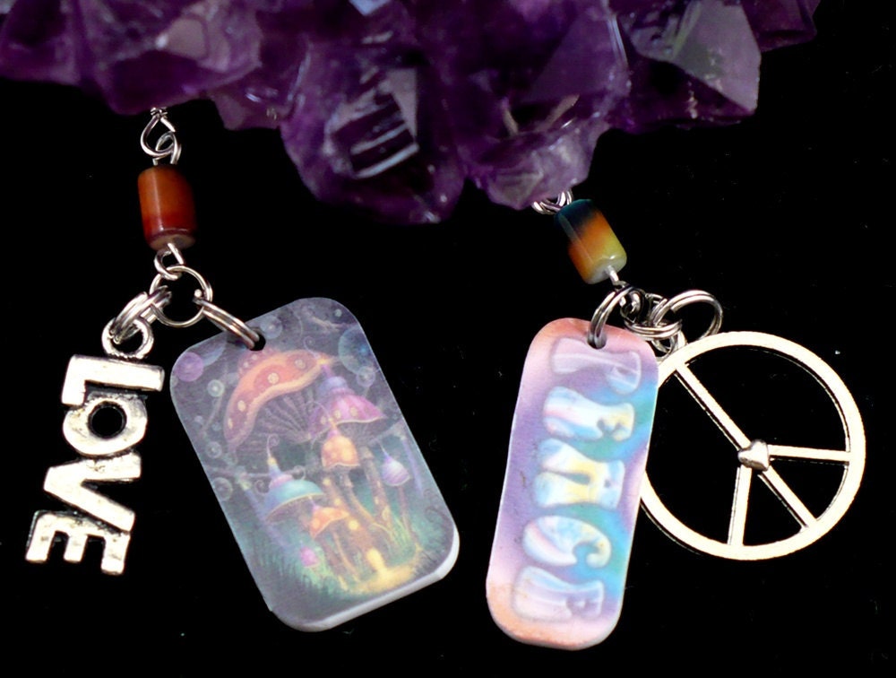 Groovy Hippie Peace Psychedelic Earrings