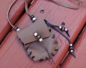 Real Deer Leather and Bone Hand Made Medicine Bag Pouch