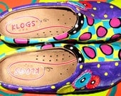Hand painted leather Klog Shoe sizes 6 8 10