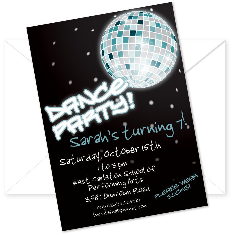 Disco Dance Birthday Party Invitation