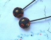 Handmade  Fabric Button Hair Clips